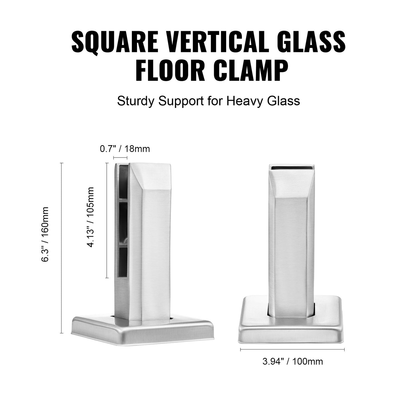 Glass Clamp Set for Tempered Glass Railing and Shelves - 10 Pack, Stainless Steel, Silver