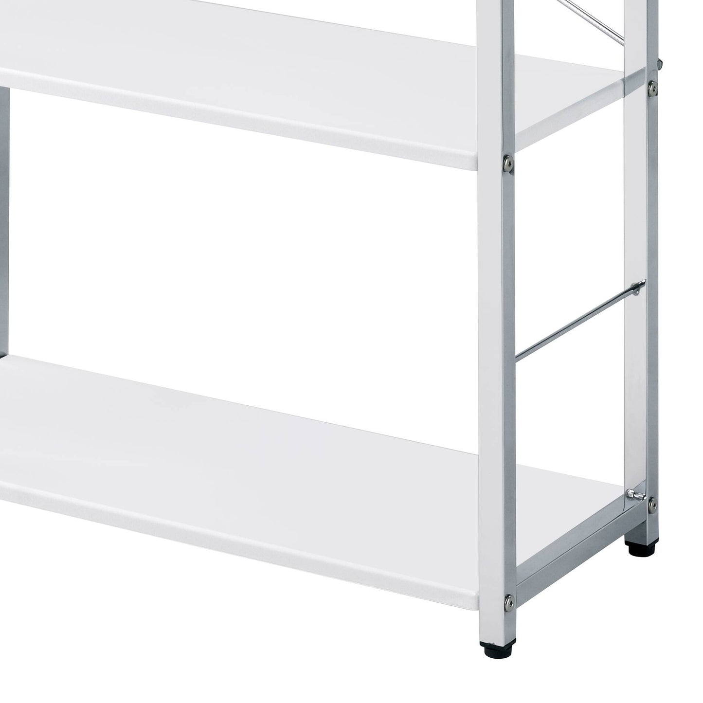 Modern White & Chrome Finish Bookshelf - 4-Tier Storage