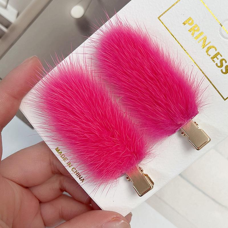 Women's Mink Hair Seamless Plush Hairpin - Retro Japanese Korean Style