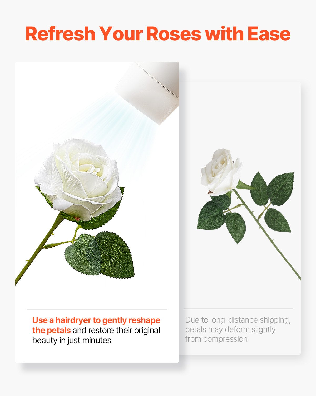 120 White Artificial Rose Flowers for Home Decor & Floral Arrangements