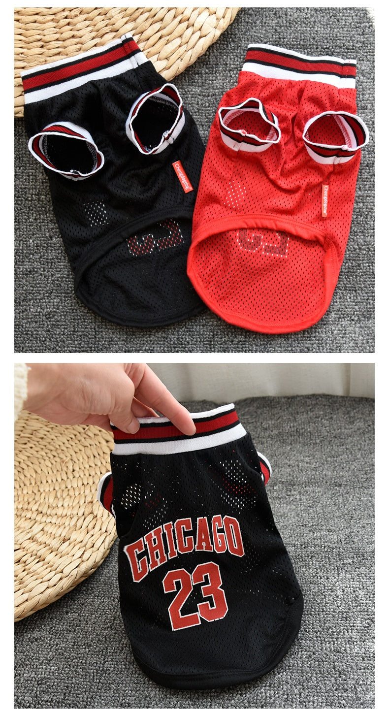 Large Mesh Basketball Dog Vest - Summer Pet Clothes for Active Dogs