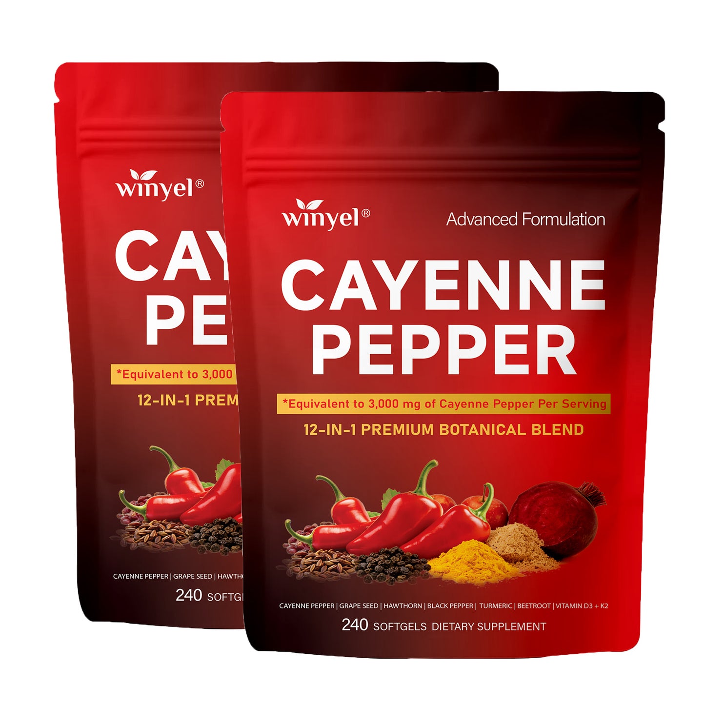 Cayenne Pepper Complex Supplement with Vitamins D3 K2 & Herbal Extracts