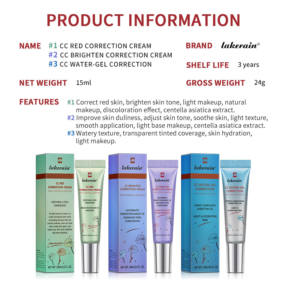 Long-Lasting CC Cream Concealer with Centella Asiatica for Pores and Skin Moisturizing