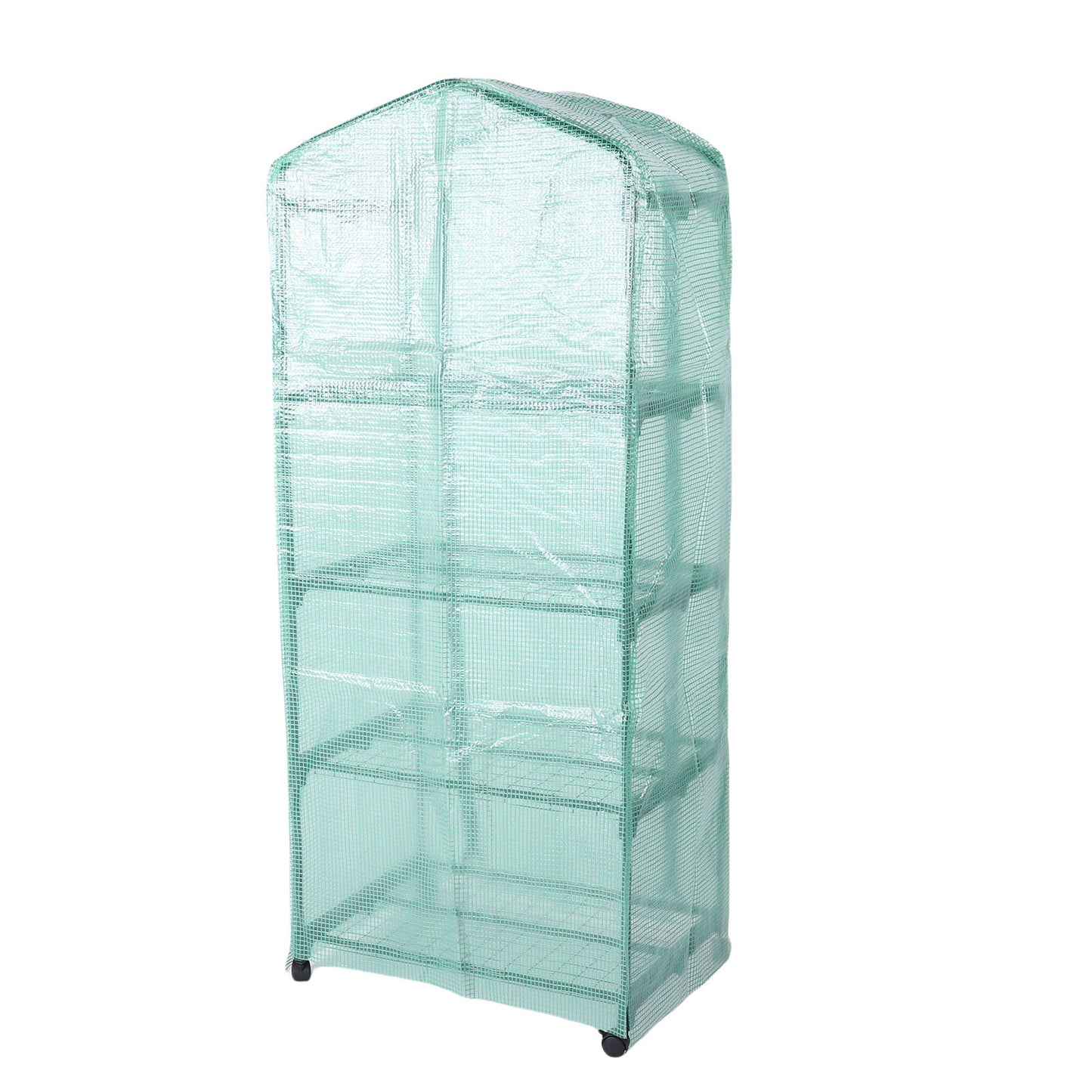 Portable Greenhouse with PE Cover, 4-Tier Indoor Outdoor Garden House with 360° Wheels