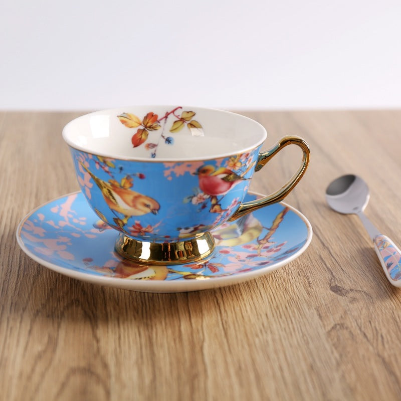 European-Style Ceramic Coffee Cup and Saucer Set - Chic Tea Drinkware