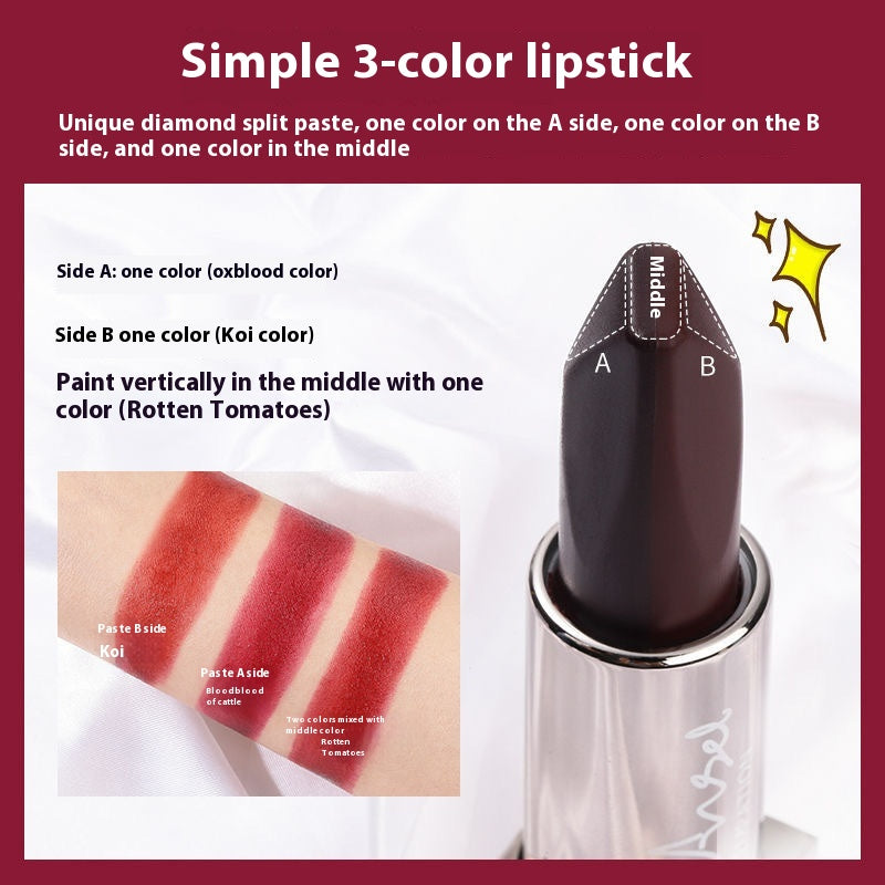 Three-Color Matte Lipstick - Moisturizing Long-Lasting Lip Color