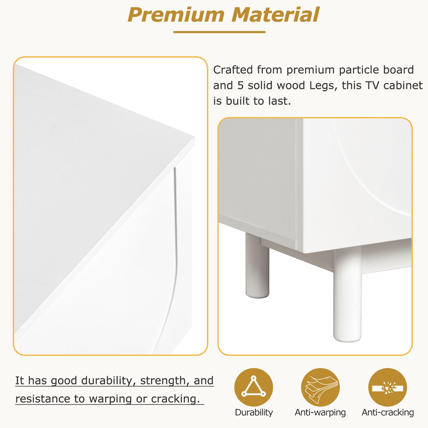 Minimalist TV Stand with Arch Cabinets for TVs Up to 78" - White