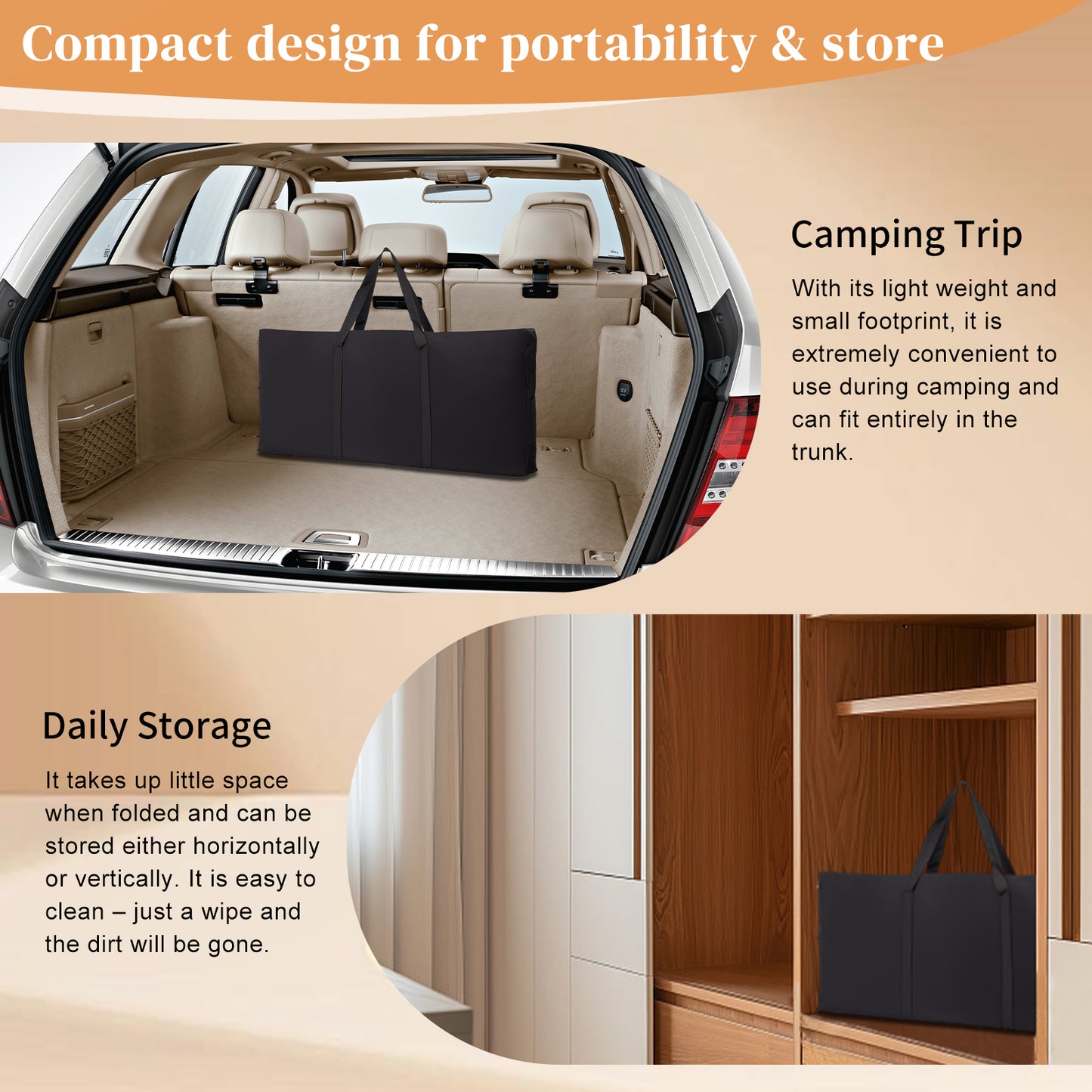 Portable Folding Bar Table with Storage Shelf & Carry Bag - Brown