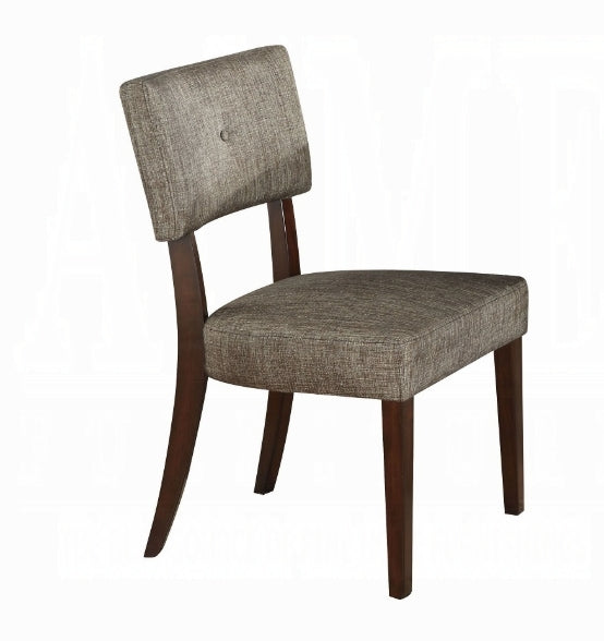Gray Fabric Side Chair Set of 2 with Espresso Finish