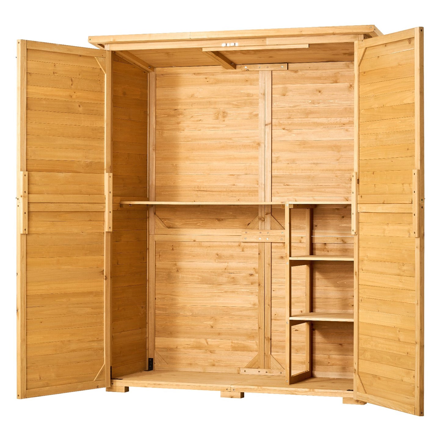 Waterproof Outdoor Wooden Storage Shed - Khaki, 55x67.5 Inch