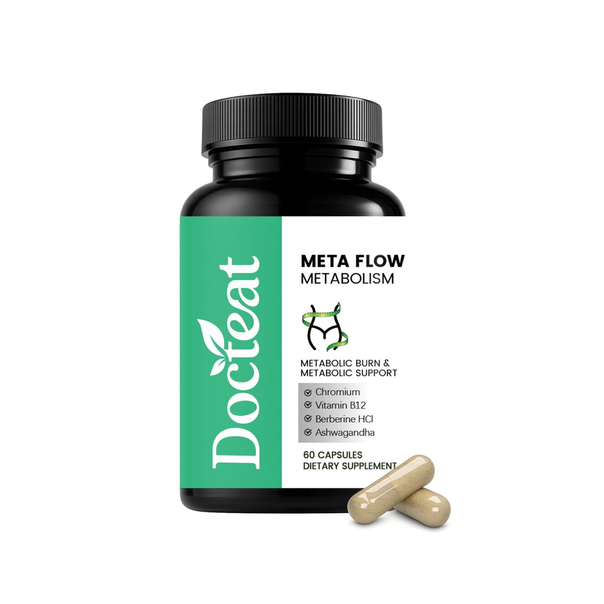 Herbal Dietary Supplement with Vitamin B12 & Green Tea - 60 Capsules