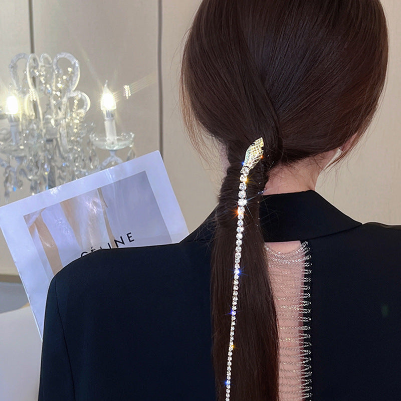 Gothic Diamond Tassel Hair Clip - Gold