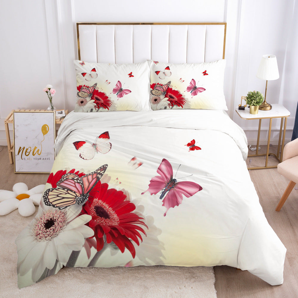 Minimalist Digital Printing Bedding Set - White, Twin, Full, Queen, King