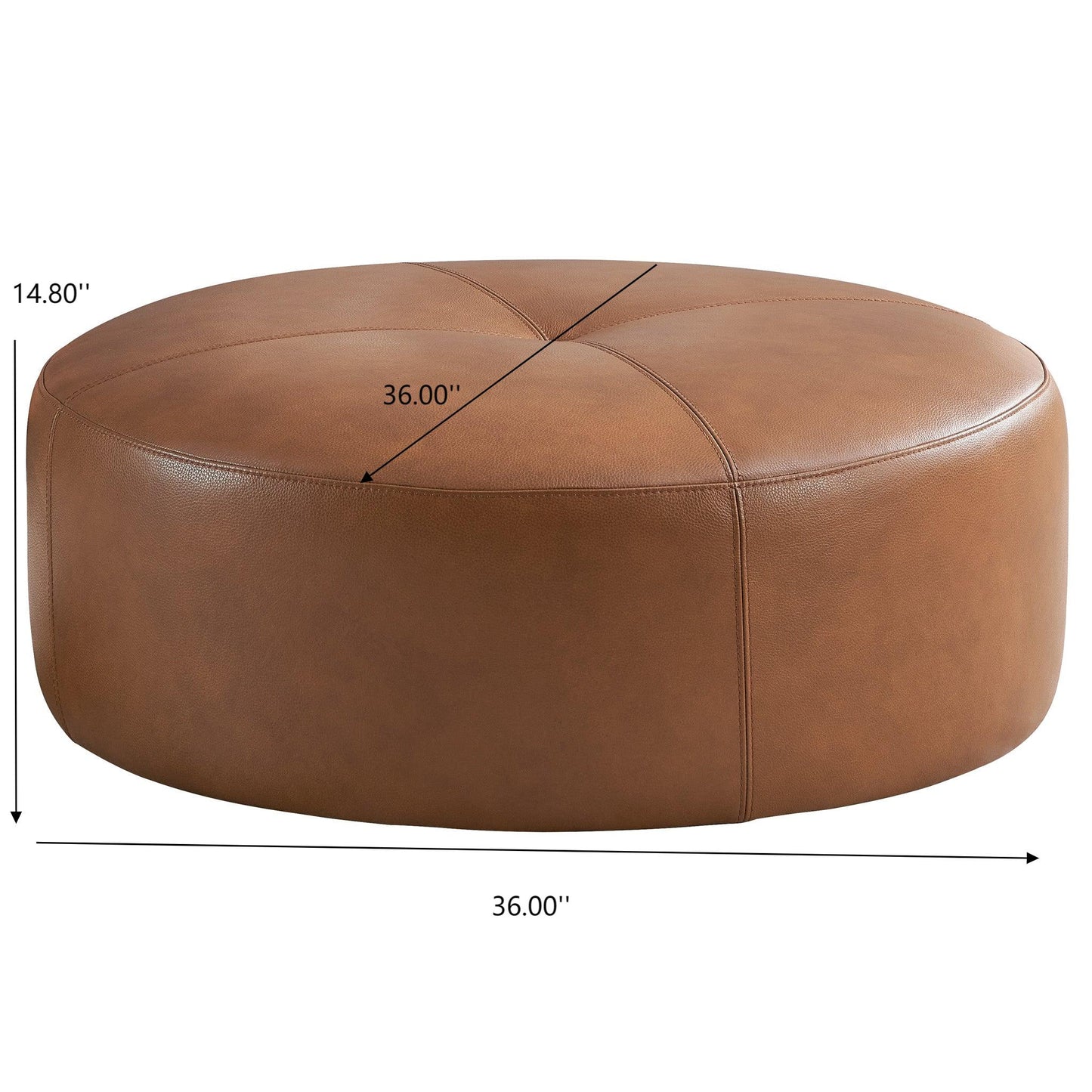 Rochelin Tan Leather Ottoman 36 Floor Footrest Cushion