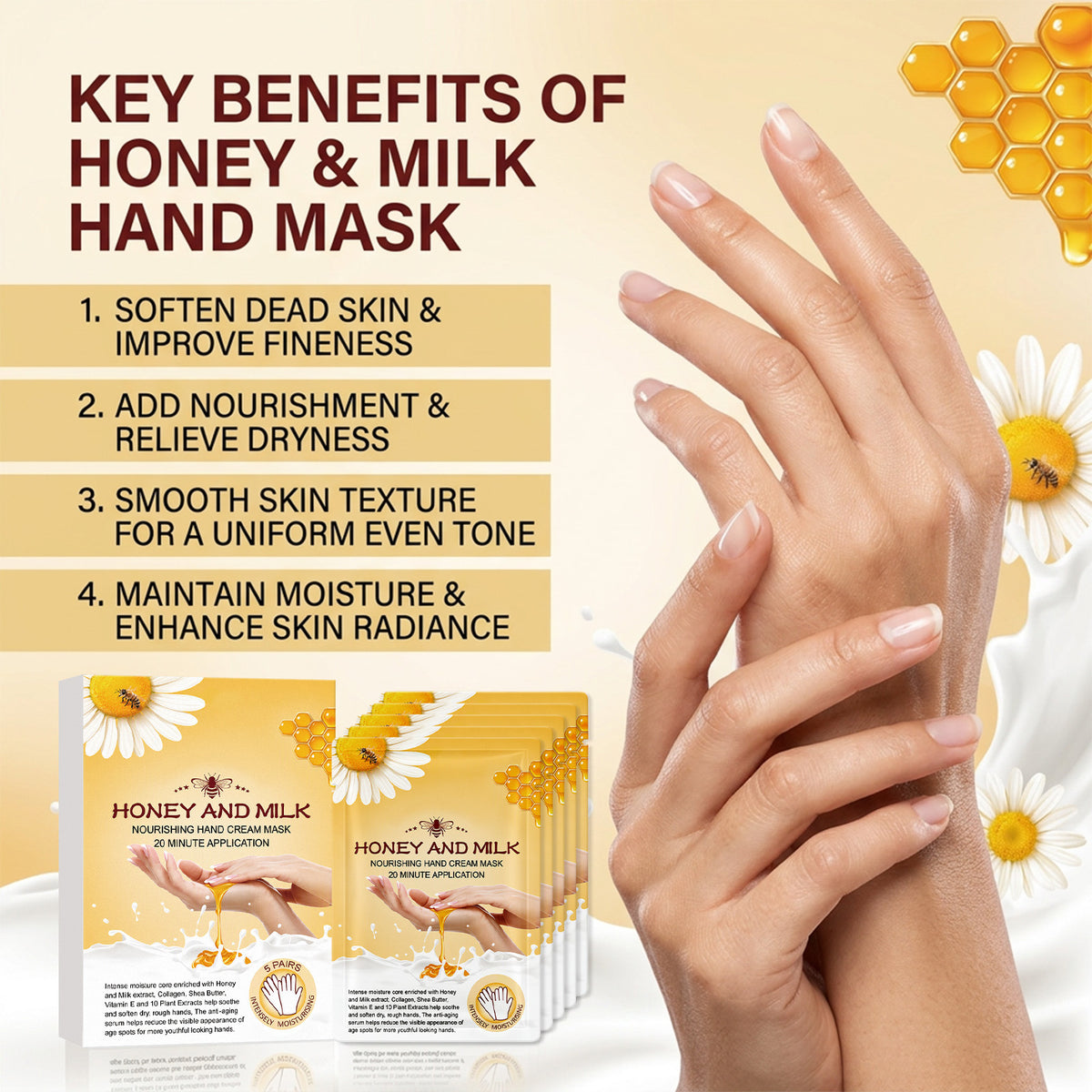 Moisturizing Hand Mask 5 Pairs - Hydrating Hand Care