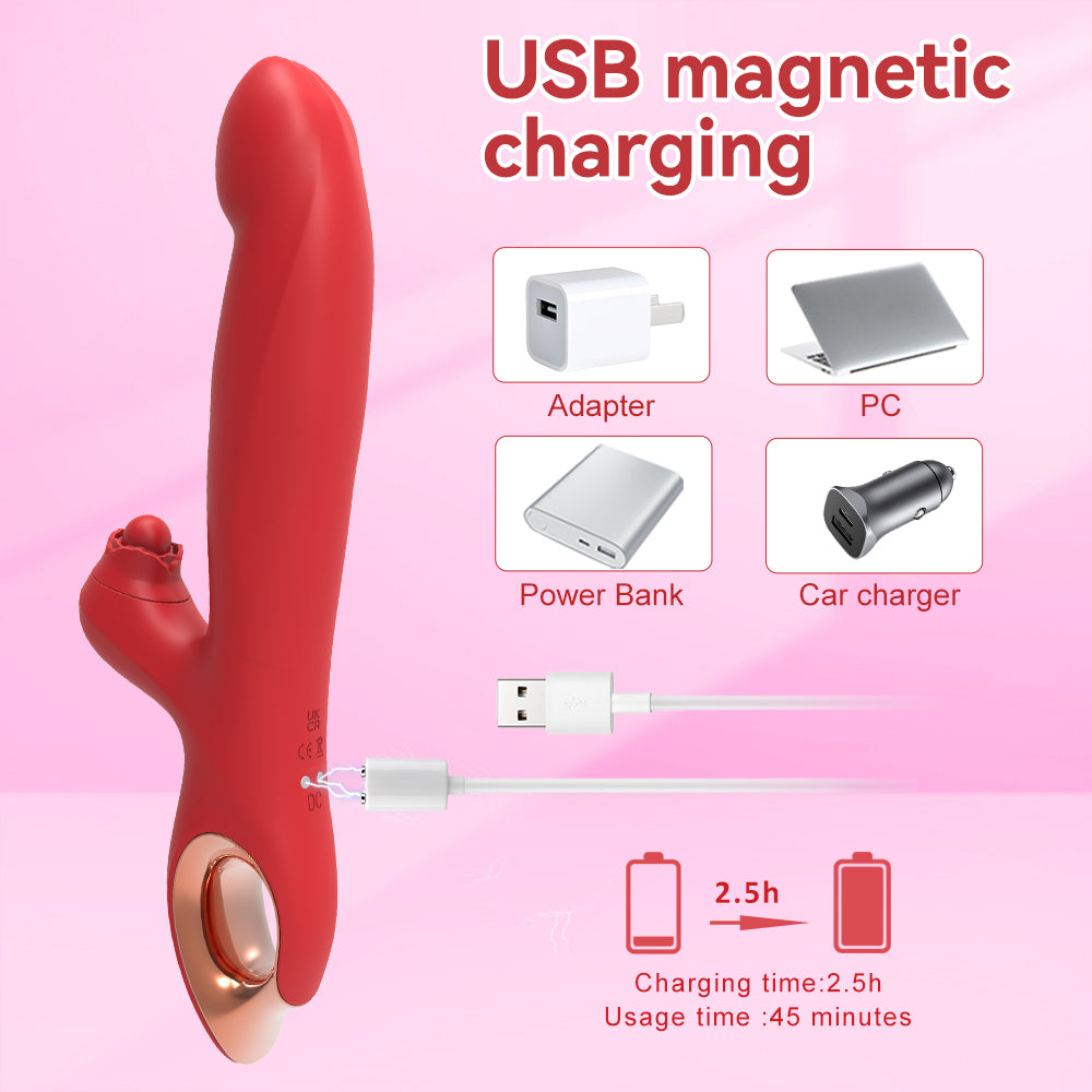 G Spot Vibrator with Double Vibration & 10 Modes - Red
