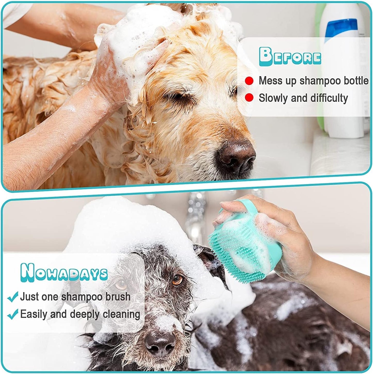 Pet Grooming Kit 7Pcs Self-Cleaning Brush Nail Clipper Flea Comb Shampoo