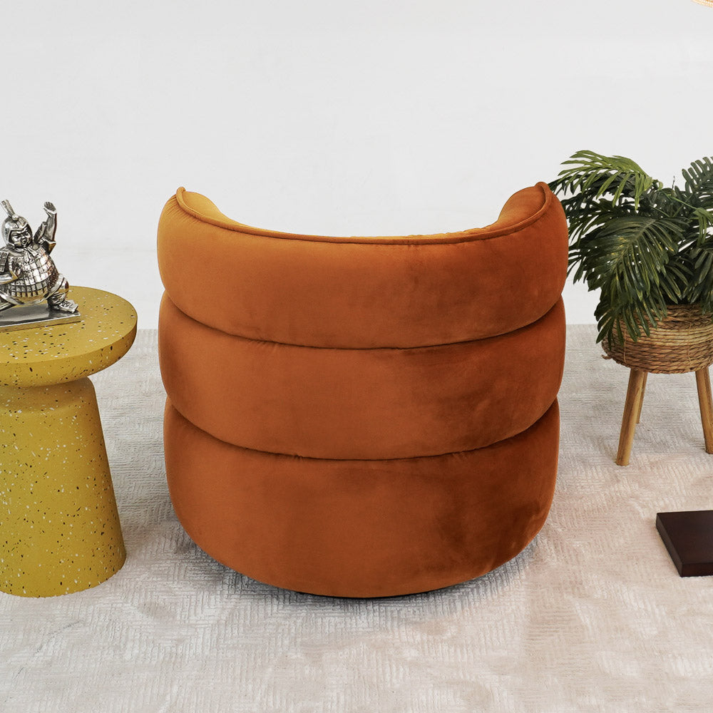 Walden Swivel Chair - Burnt Orange Velvet