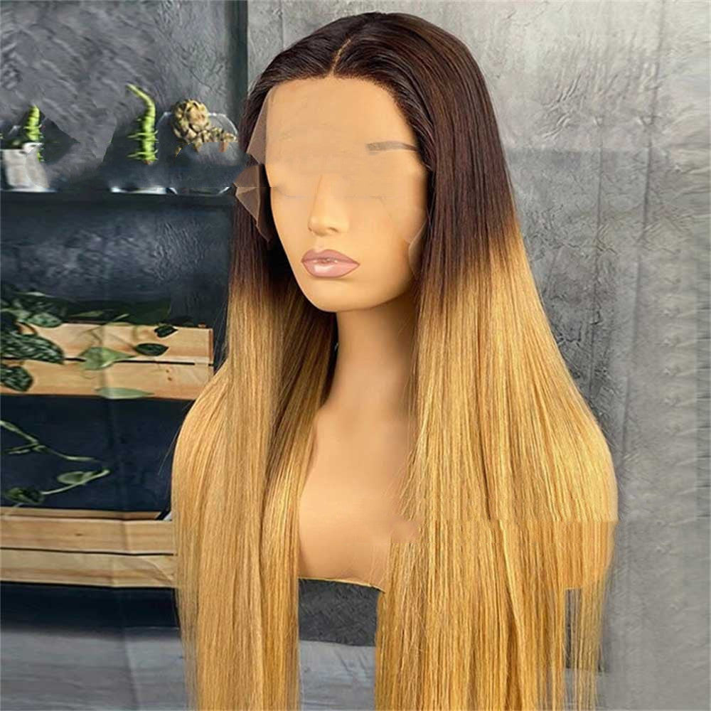 Women's Real Hair Gradient Wig with Lace Headgear - 150/180 Density, 18-24 Inches
