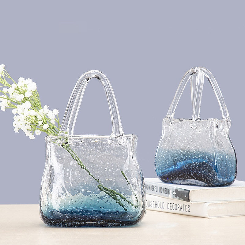 Small Hydroponic Flower Vase in Clear Glass Container for Living Room