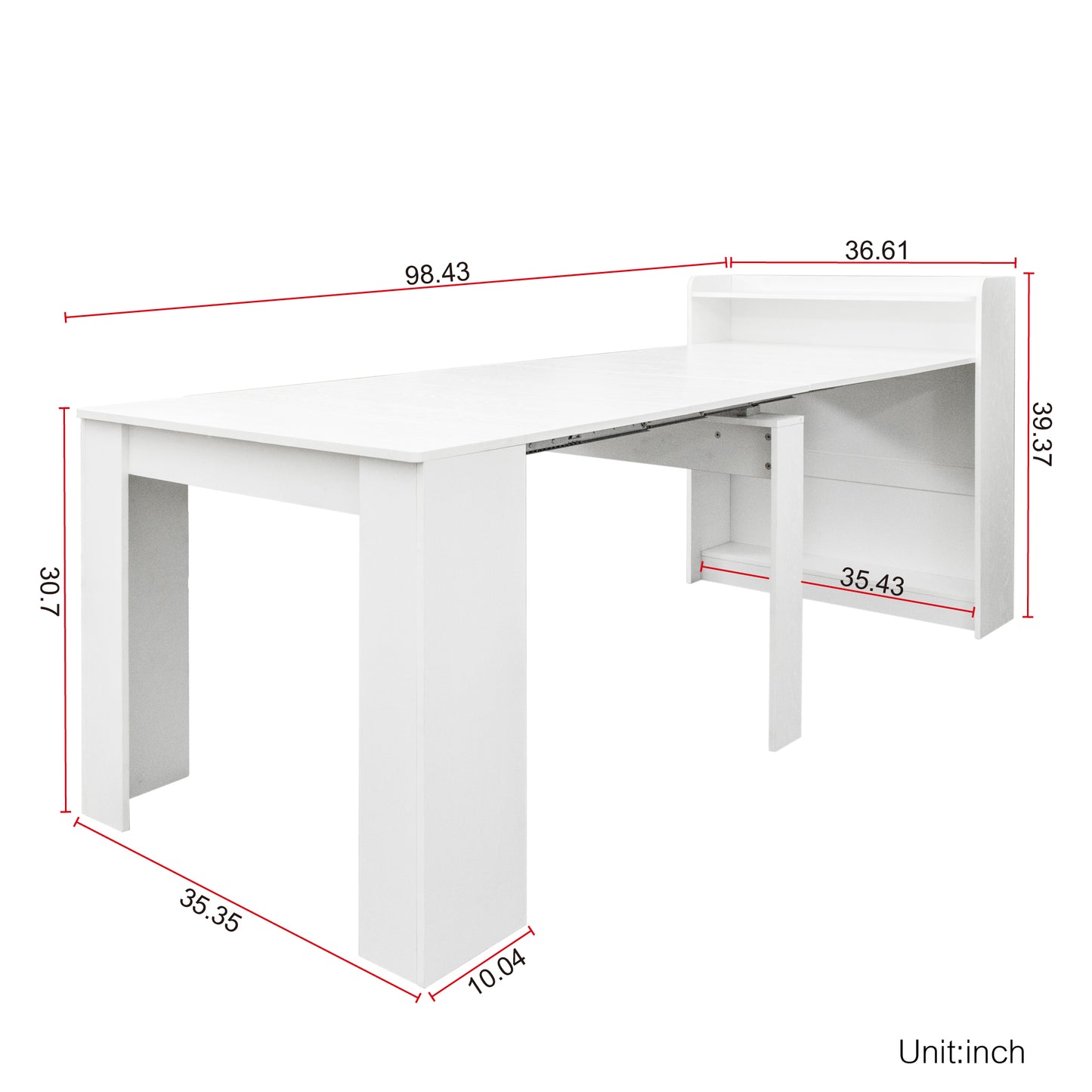 Modern White Extendable Dining Table with Storage