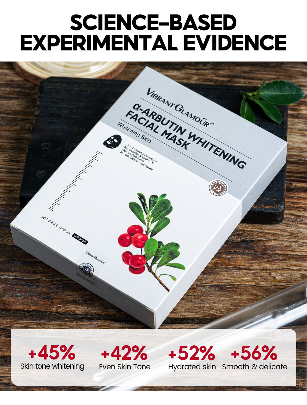 Brightening Arbutin Face Mask 5 Pack for Clear Skin & Pore Refining