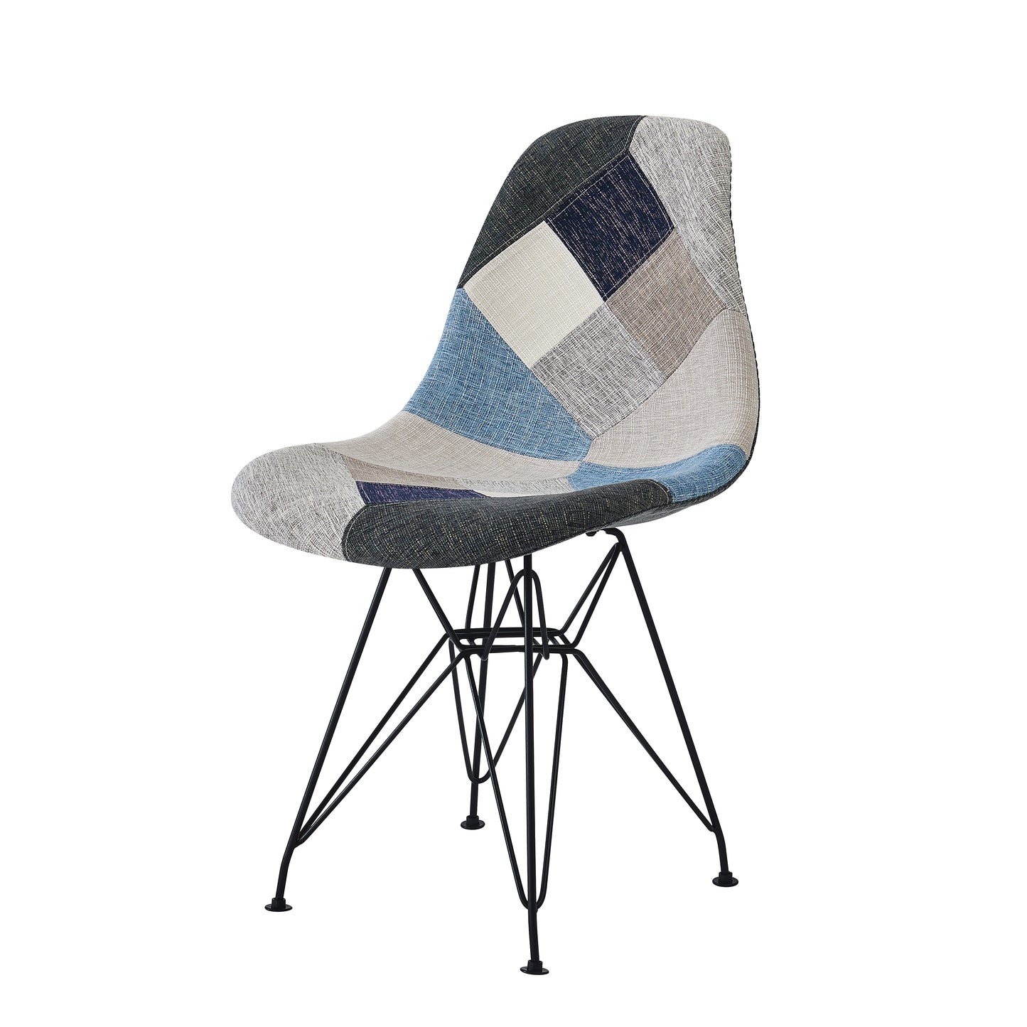 Patchwork Accent Chair Bohemian Style Fabric With Chromed Legs