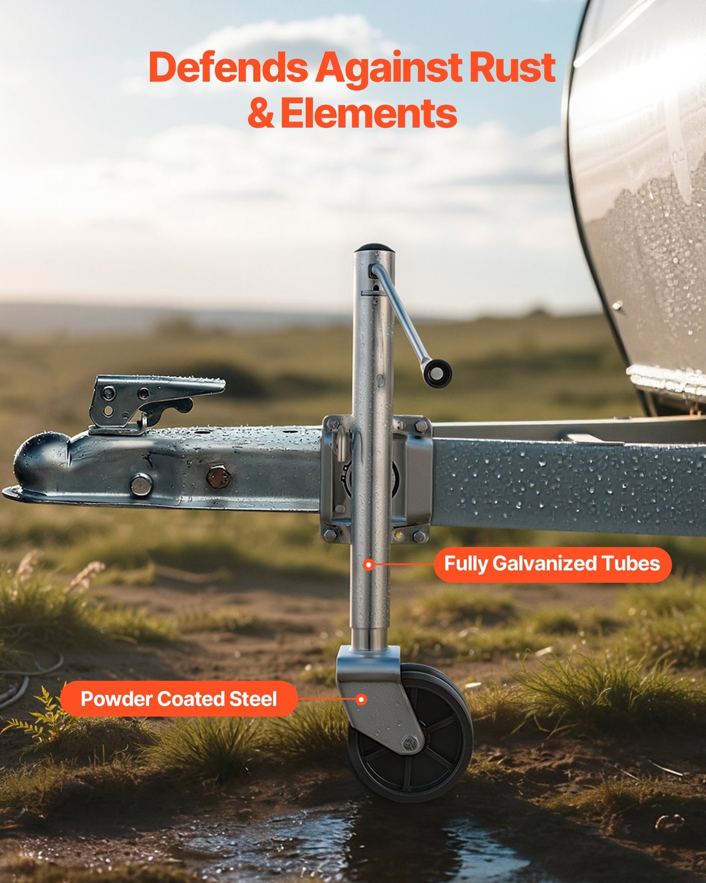 Heavy Duty Trailer Jack with Wheel – 2000 lb Capacity, 15-27 Inch Lift Range, Rust-Resistant, Fits RVs & Boat Trailers