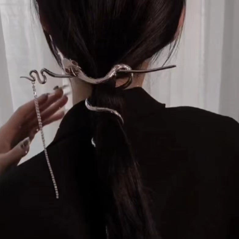 Alloy Snake Hair Pin - Silver