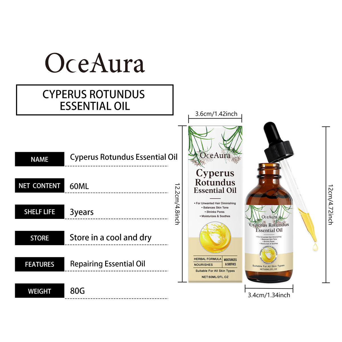 Herbal Hair Removal Care Oil 60ml - Body Care & Skin Soothing