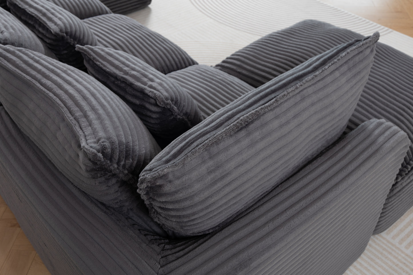 Oversized Modular Sectional Sofa - 129.8" Wide, Antique Grey