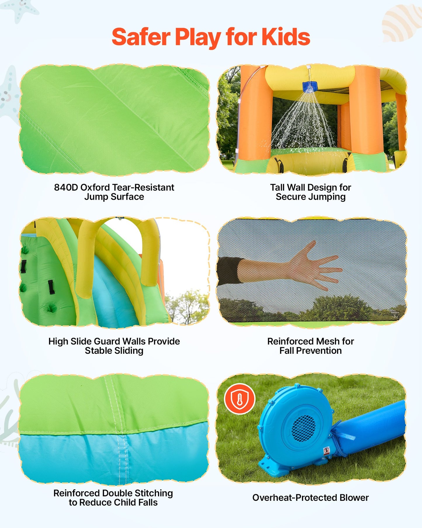 Inflatable Water Slide Bounce House with Climbing Wall and Double Slides - 13.3x11.4ft, Kids Outdoor Play