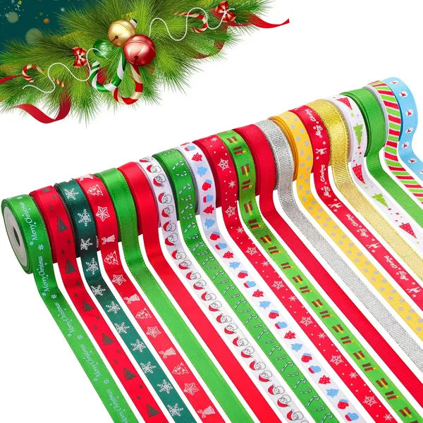 Christmas Grosgrain Ribbon - 20 Rolls, 100 Yards, 3/8 Inch