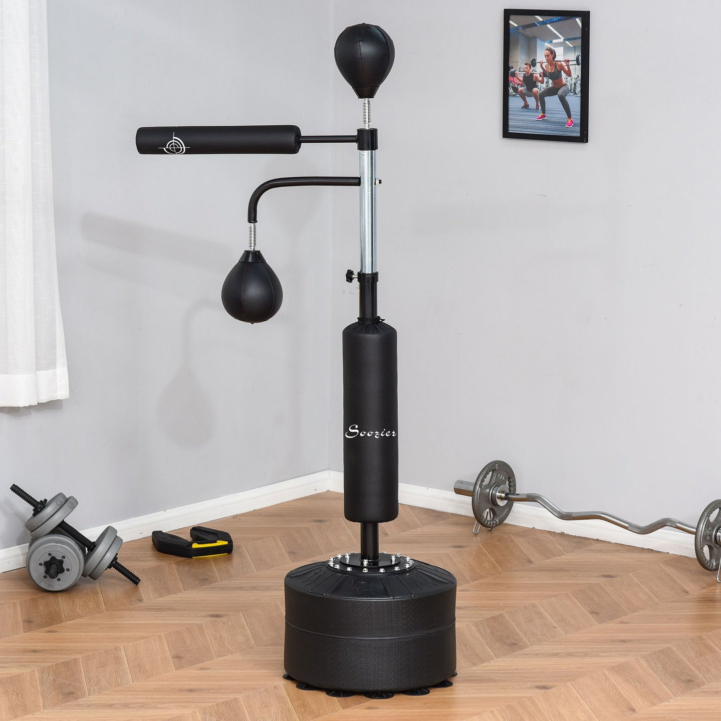 4-in-1 Boxing Punching Bag Stand with Speedballs & Reflex Bar