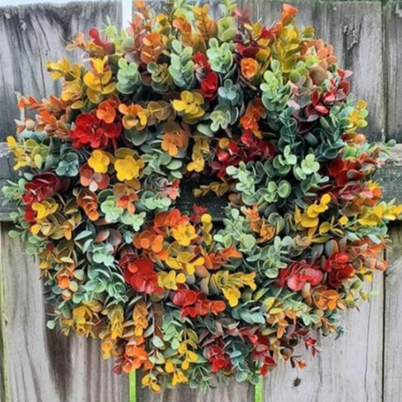 Eucalyptus Garland Spring Autumn Decor with Faux Flowers - 35cm & 45cm