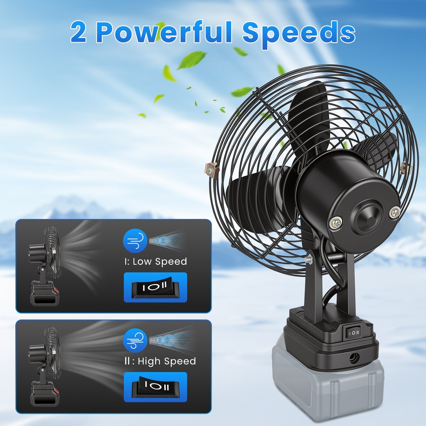 Cordless Jobsite Fan 9.06 Inch 2-Speed Portable Work Fan for 21V Battery