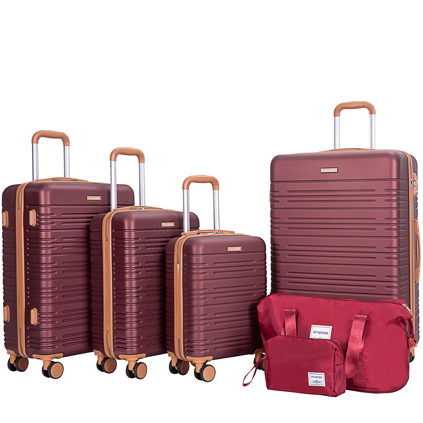 6 Piece Luggage Set, ABS Hard Shell Travel Suitcase With TSA