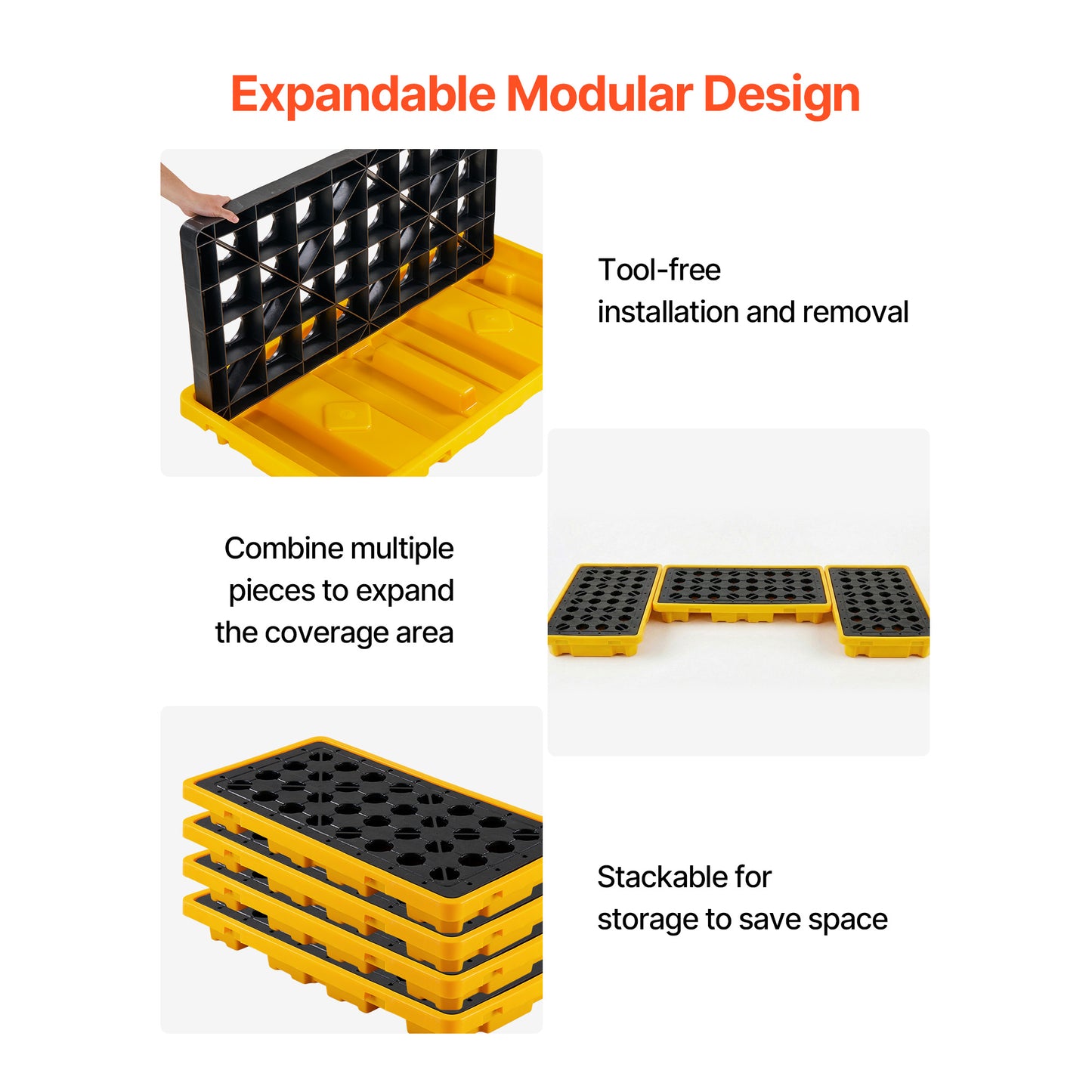 Heavy-Duty Spill Containment Pallet for Drums - 21 Gallon Capacity, 52" x 27", Yellow