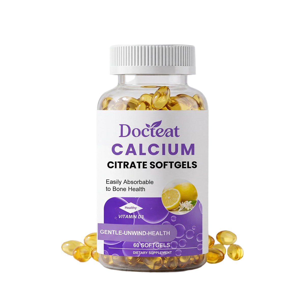 Calcium Supplement Capsules with Vitamin D3 K2 Magnesium Zinc Collagen 60 Softgels