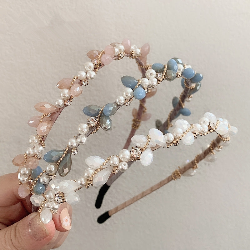 Pearl Rhinestone Hairpin Headband - Multiple Colors