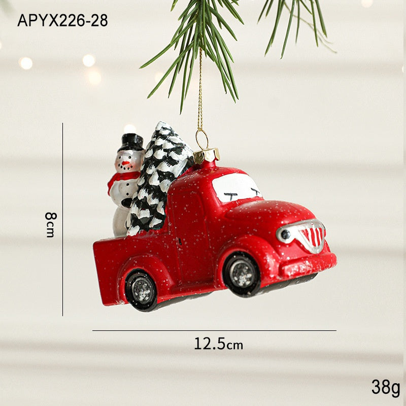 Christmas Tree Decorations Painted Plastic Ornaments Set - Holiday Decor