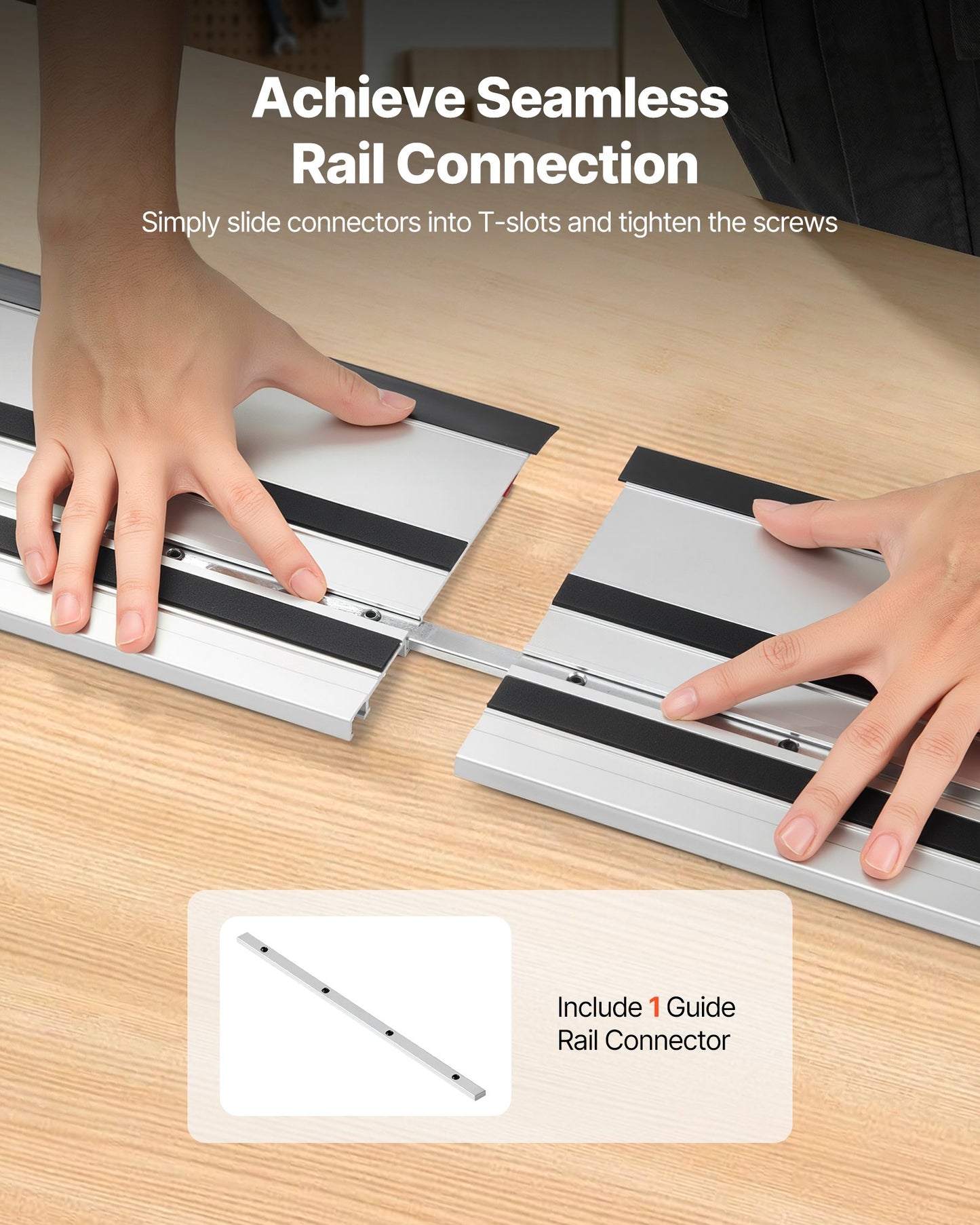 55-Inch Track Saw Guide Rail Kit for Woodworking - Aluminum, Compatible with Major Brands
