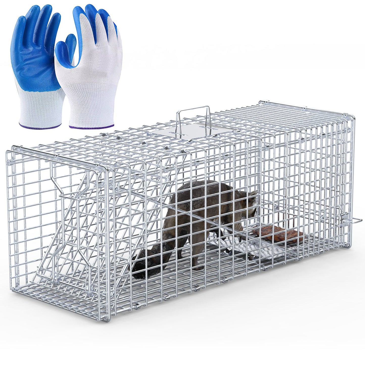 Humane Live Animal Trap - Folding Cat Trap 37x14x15 in