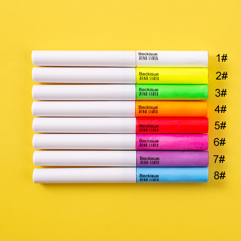 Fluorescent Liquid Eyeliner Set - 8 Colors, Waterproof & Sweat Proof