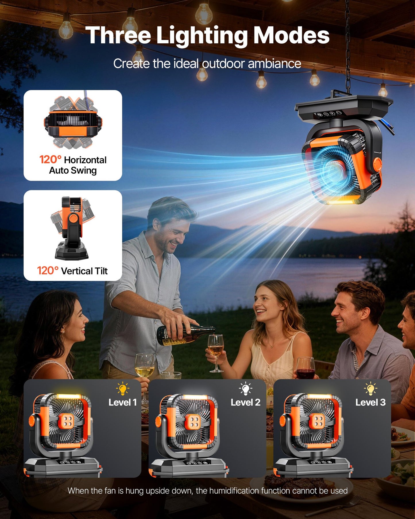 Portable Water Misting Fan with 3.17 Gal Water Tank, 20,000mAh Battery & 4 Speeds