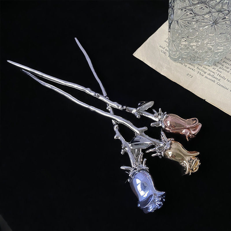 Flower Hairpin - Alloy Hair Clip, 17.5cm