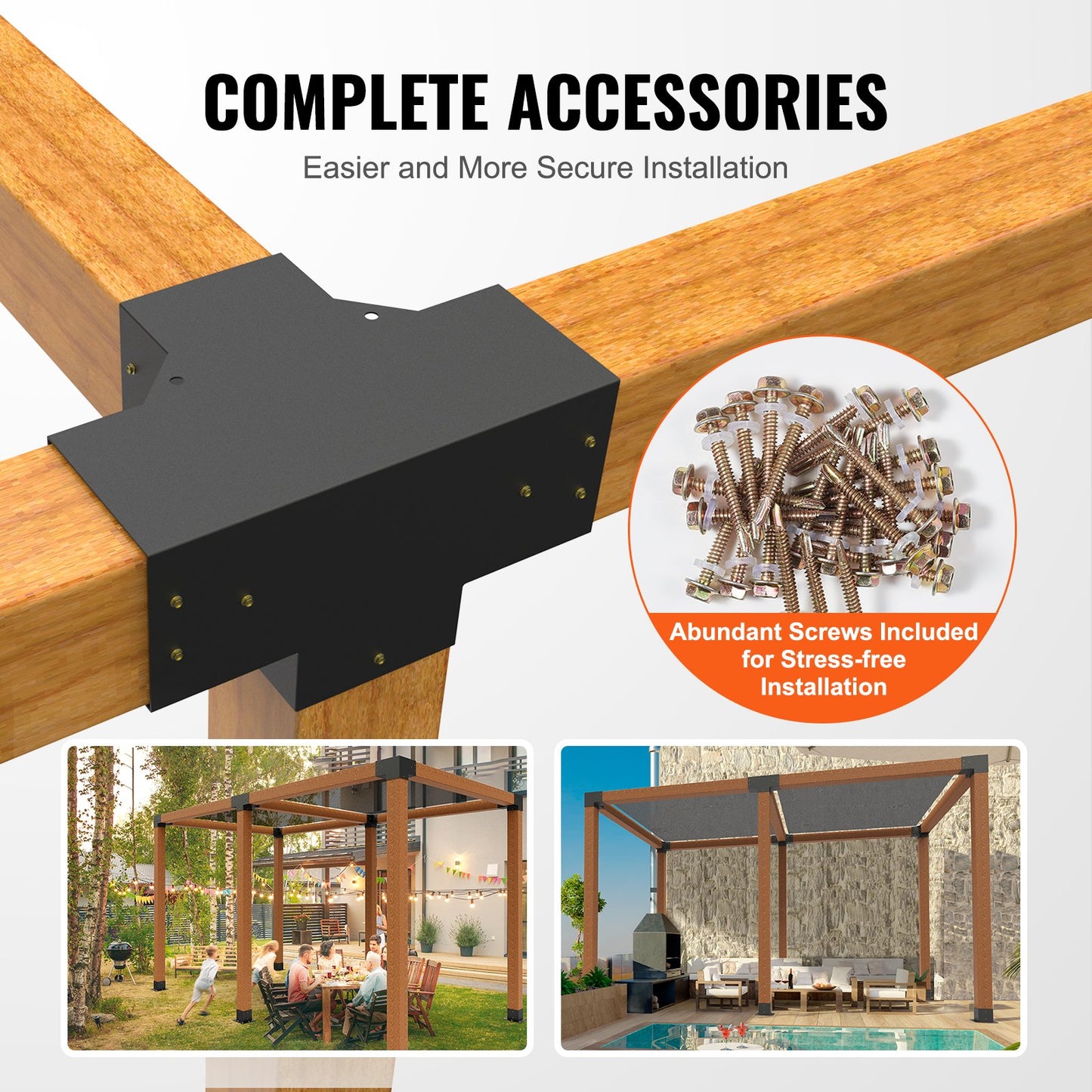 6"x6" Pergola Bracket Kit - Heavy Duty Corner Brackets, 2pcs