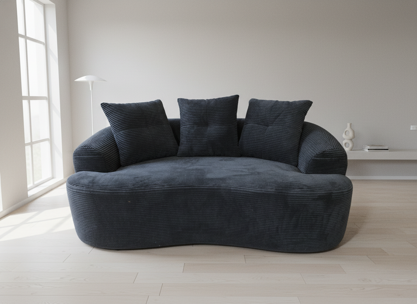 65.35 Curved Loveseat Sofa With Pocket Spring Cushions For Soft