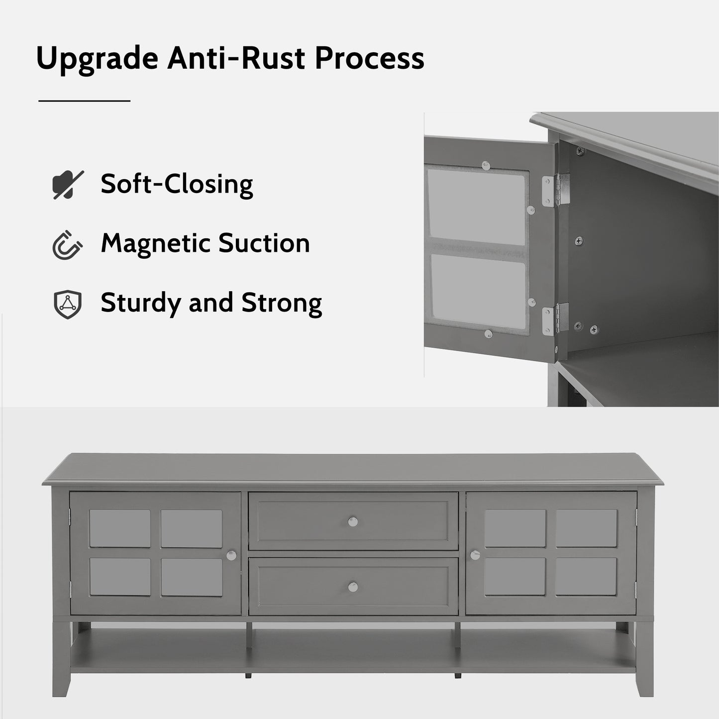 TV Stand for TVs Up to 60'' - Modern Media Console with Storage - Grey