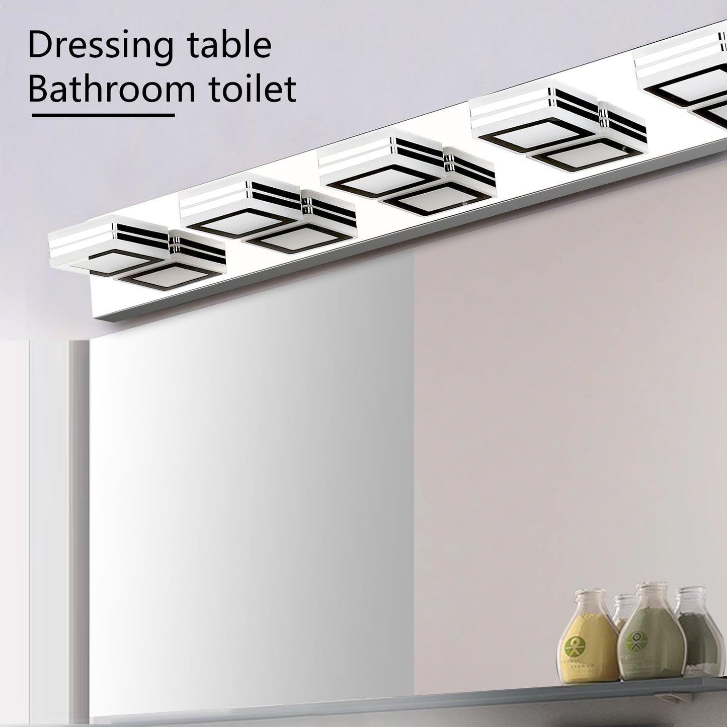32-Inch Modern Chrome 5-Light LED Vanity Light Fixture